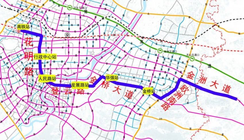 感谢宁乡市委市政府规划的长宁快线线路站点
